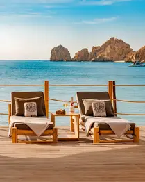 Ocean-view lounge chairs at Taboo Beach Club